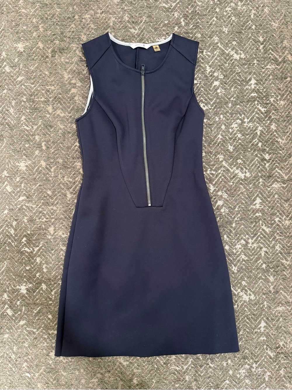 Theory 38 Windsurf Scuba Navy Sleeveless Zip Front A-Line Dress Size 0